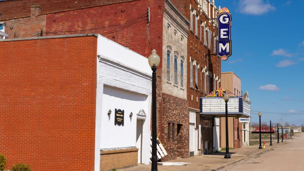 Cairo, Illinois - United States - March 19th, 2023: Old abandoned buildings and storefronts in Cairo, Illinois USA.