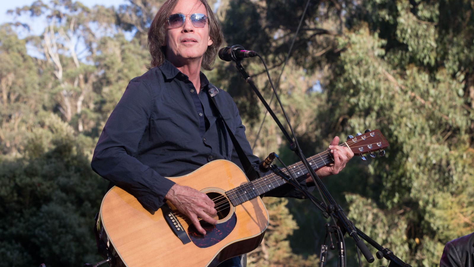 San Francisco, CA/USA - 10/1/16: Jackson Browne performs at Hardly Strictly Bluegrass in Golden Gate Park. In 2004 he was inducted into the Rock and Roll Hall of Fame.