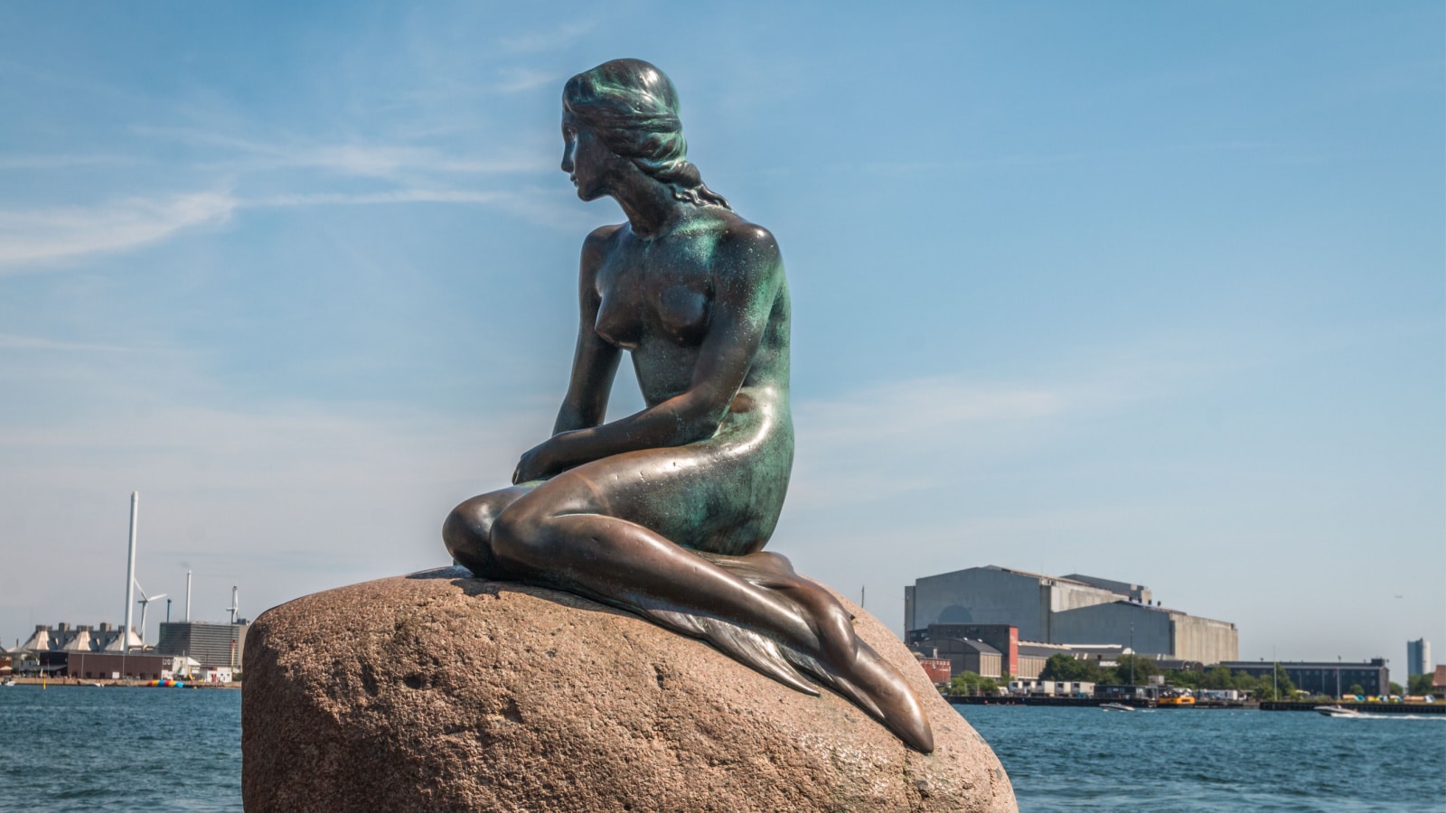 View of the Little mermaid statue in Copenhagen Denmark