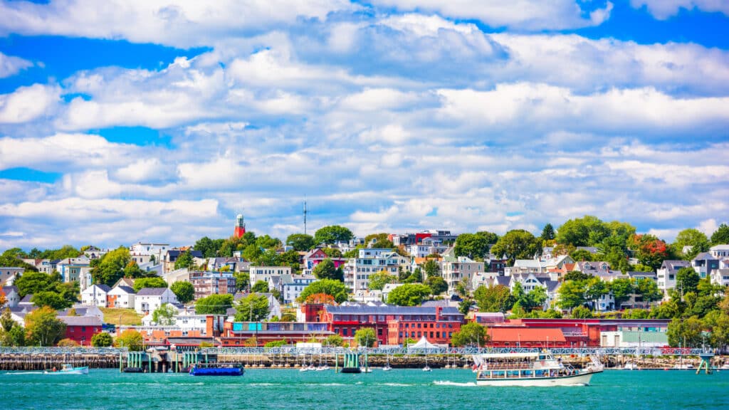 Portland, Maine, USA coastal townscape.