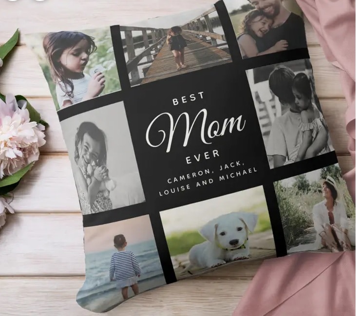 best mom ever customized pillow with family photos