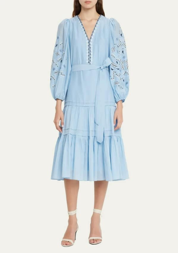 KOBI HALPERIN
Kassandra Embroidered Puff-Sleeve Midi Dress