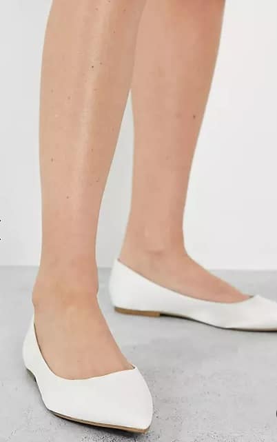 ASOS DESIGN Lucky pointed ballet flats in ivory satin