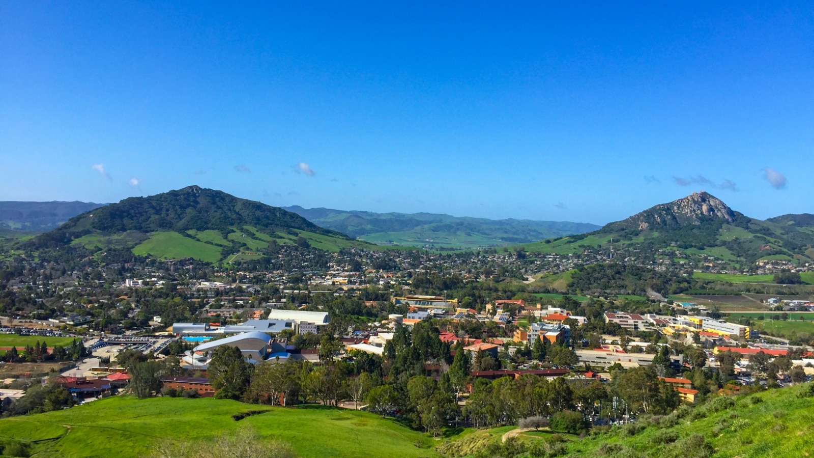San Luis Obispo city from Cerro San Luis Peak in spring season, CA