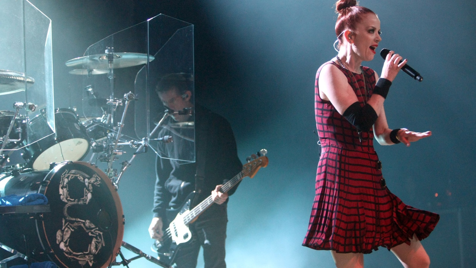 KYIV - NOVEMBER 12: Shirley Manson from GARBAGE performs as part of the 2012 tour, on stage at Sport`s Palace on November 12, 2012 in Kyiv, Ukraine.