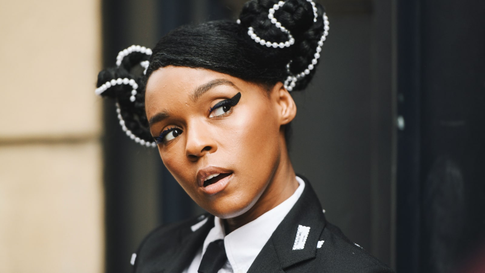 Paris, France - March 03, 2019: Street style outfit - Janelle Monae after a fashion show during Paris Fashion Week - PFWFW19