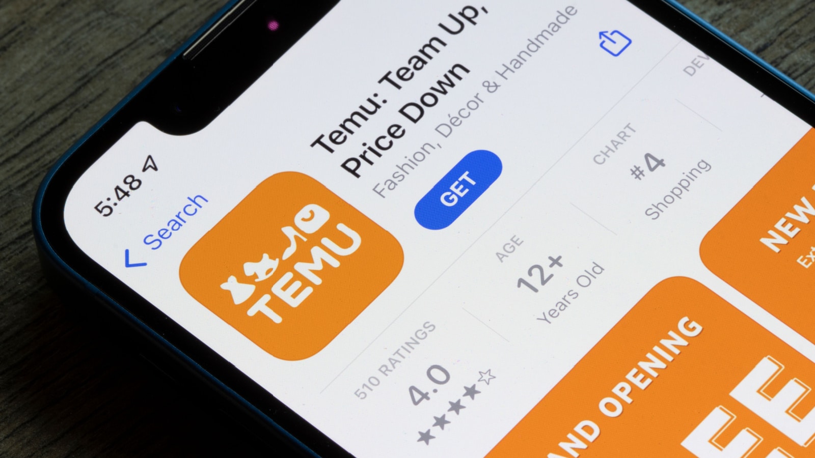 Portland, OR, USA - Oct 20, 2022: Temu app is seen in the App Store on an iPhone. Temu is an online marketplace and a subsidiary of China-based e-commerce platform Pinduoduo.
