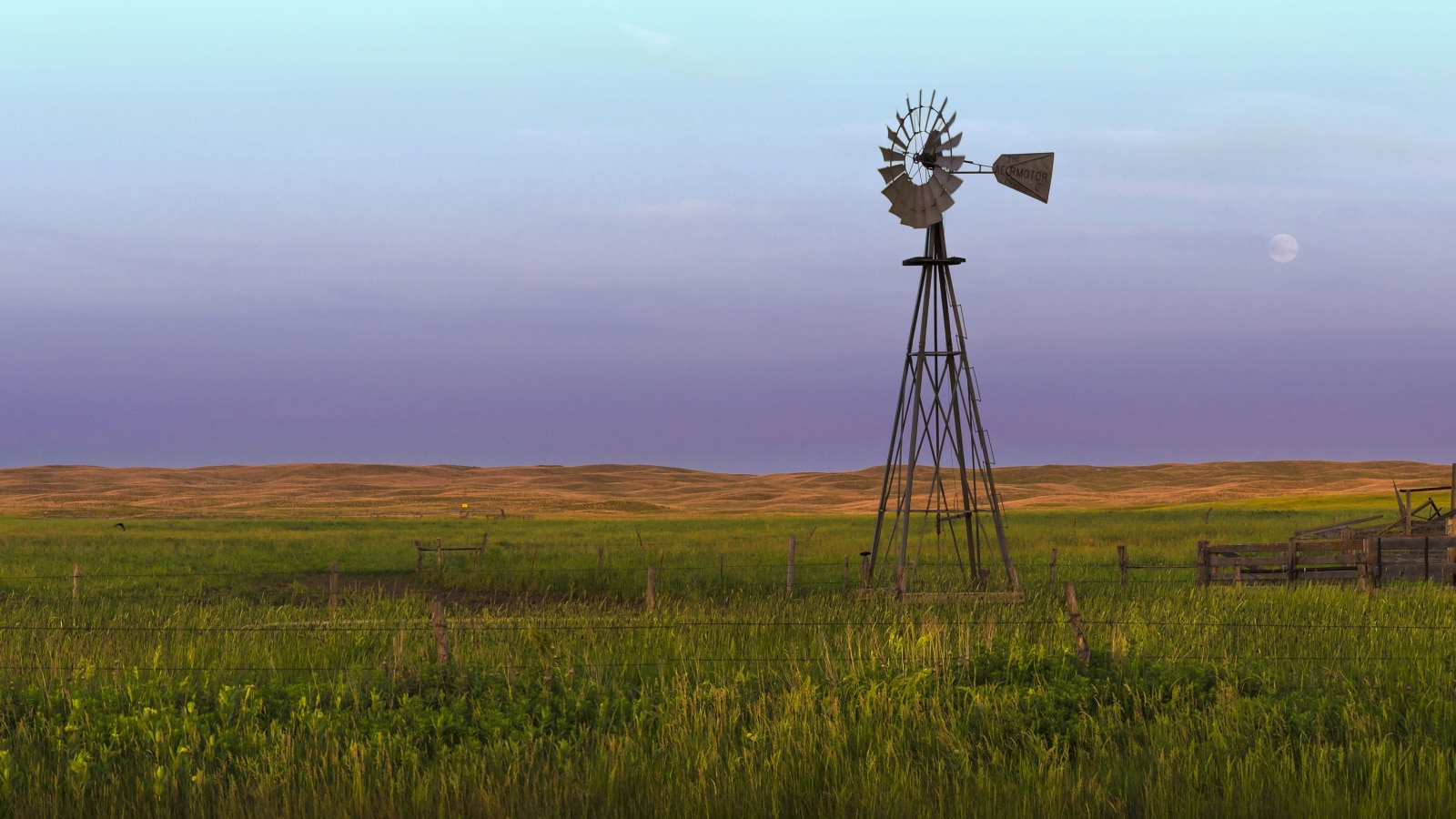 Nebraska Windmill in the Sandhills Preserve at Sunset