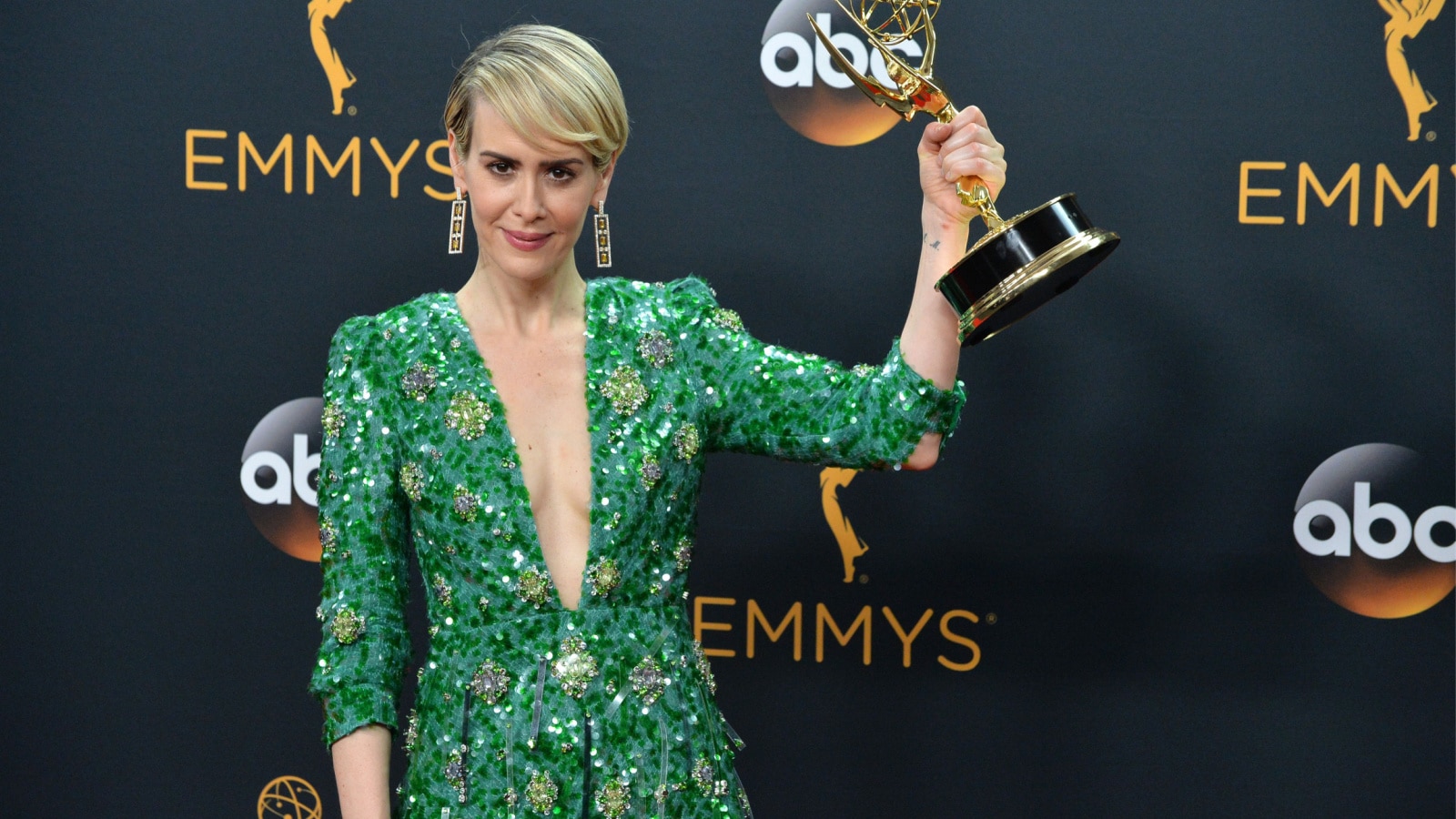 LOS ANGELES, CA. September 18, 2016: Actress Sarah Paulson at the 68th Primetime Emmy Awards at the Microsoft Theatre L.A. Live.