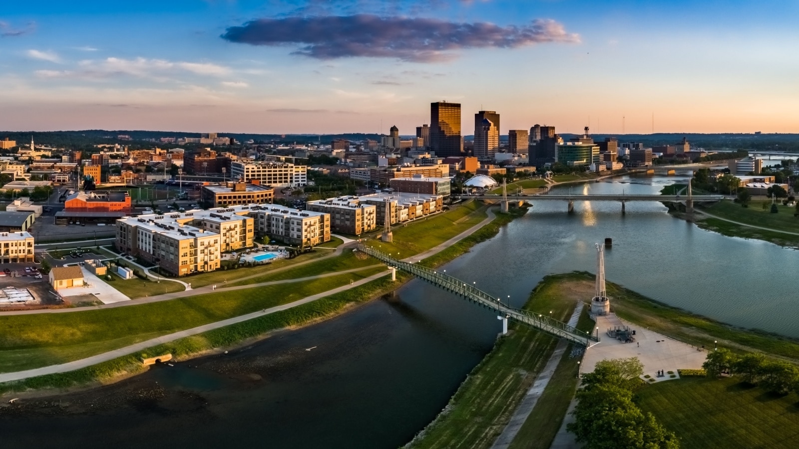 River through the City - a look at Dayton, Ohio from above the confluence of the Great Maimi and Mad Rivers