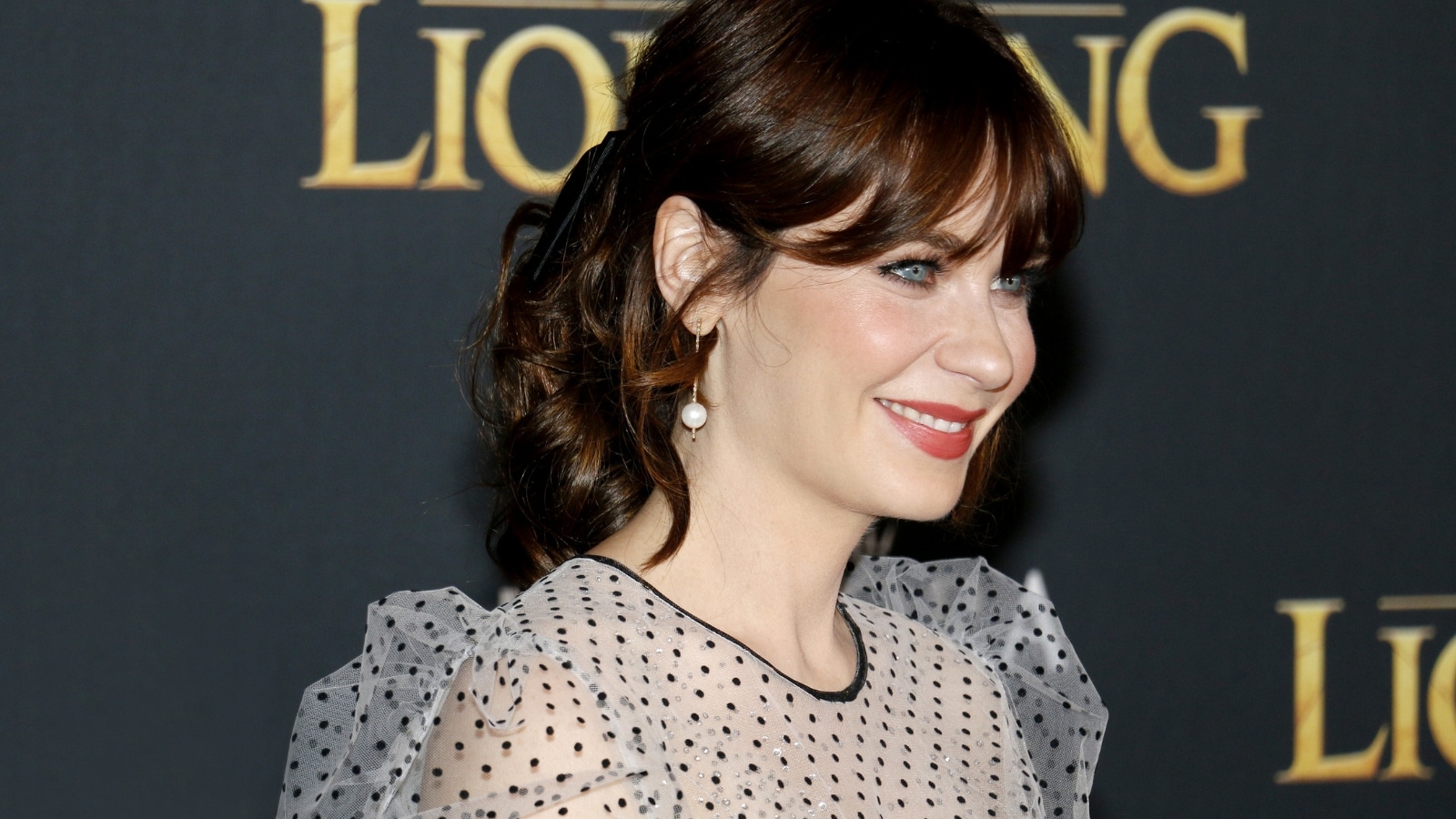 Zooey Deschanel at the World premiere of 'The Lion King' held at the Dolby Theatre in Hollywood, USA on July 9, 2019.