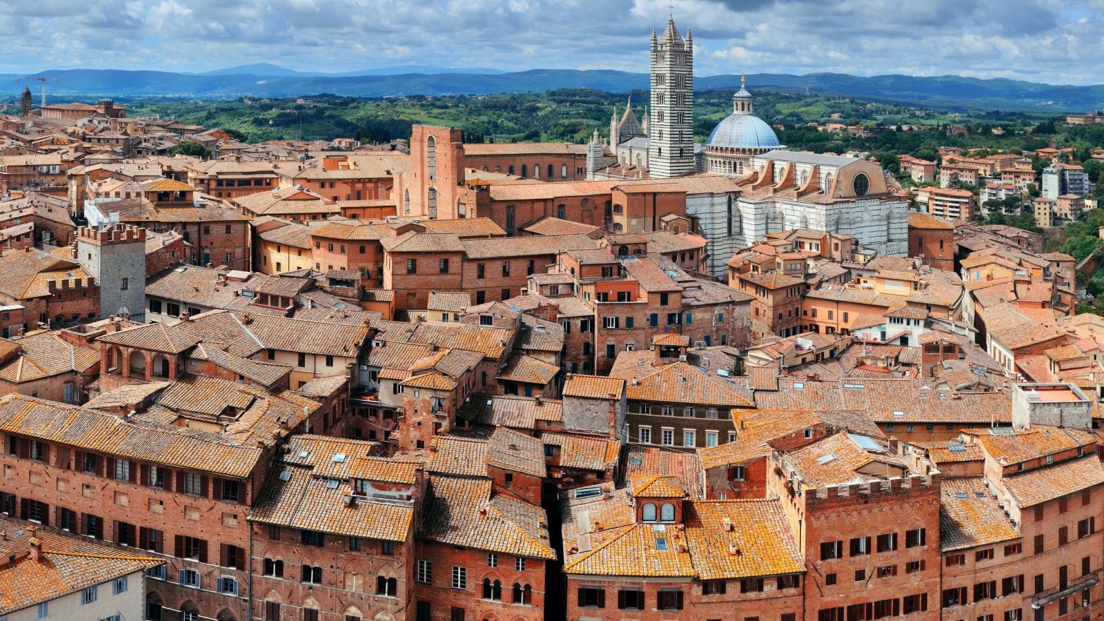 Medieval town Siena rooftop view with historic buildings in Italy