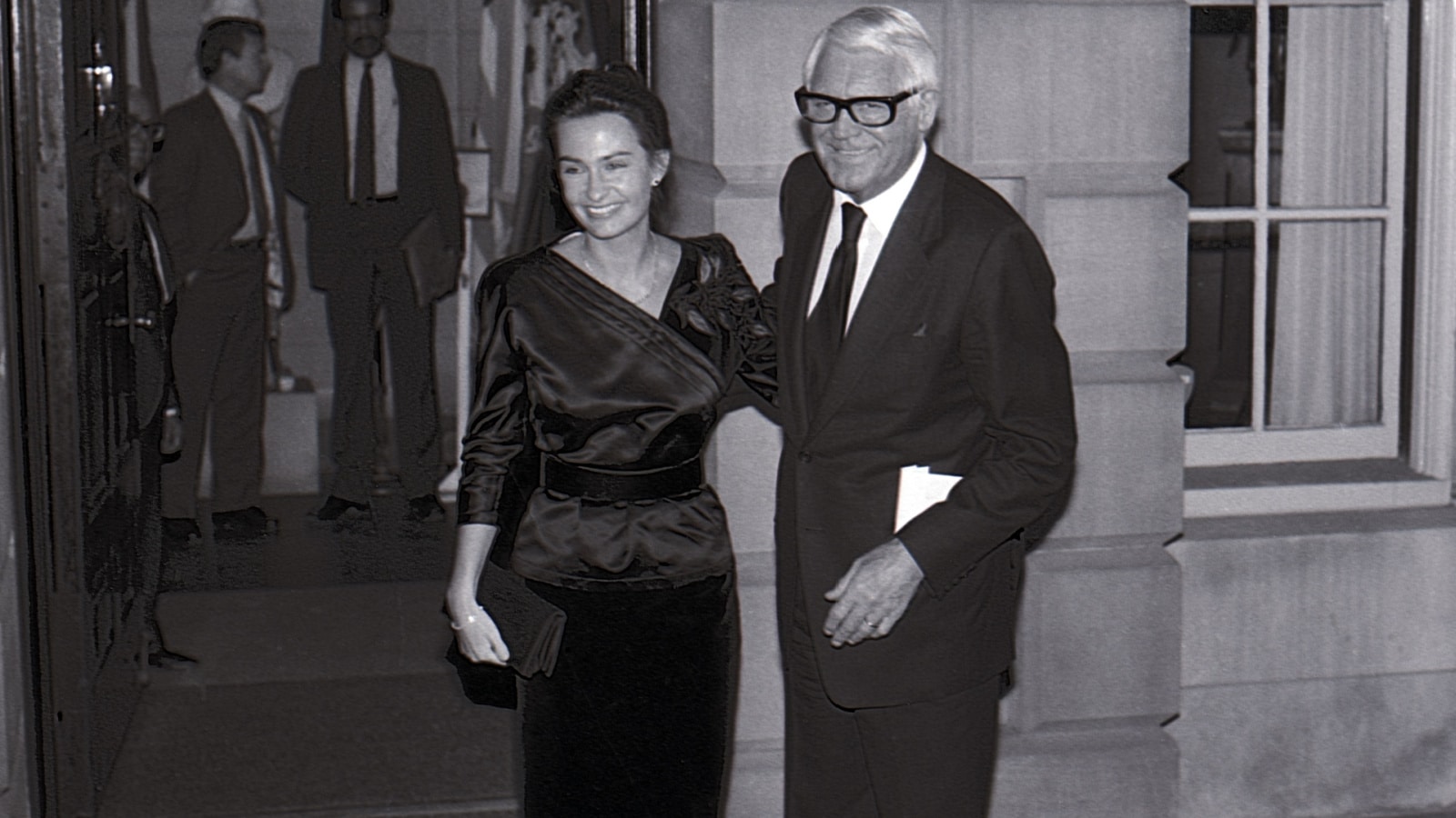 Washington DC, USA, February 18, 1984 Cary Grant and his wife Barbara Grant leaving the Princess Grace Foundation gala that was hosted by President Ronald Reagan