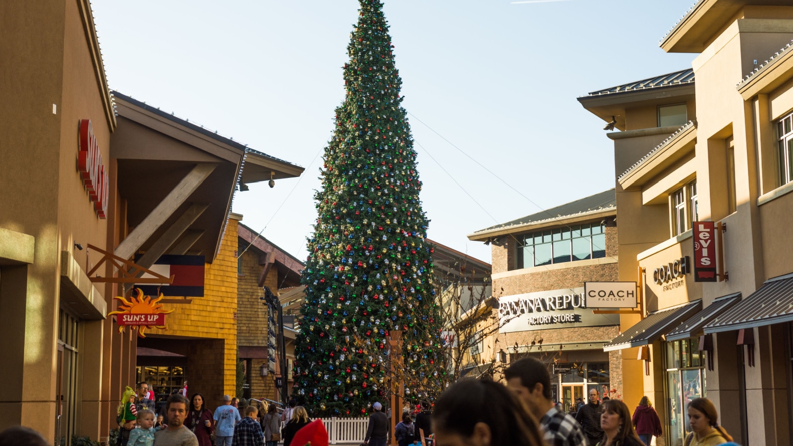 LEHI, UTAH, USA - NOVEMBER 16, 2019: Winter holiday decorations and celebration at Outlets at Traverse Mountain