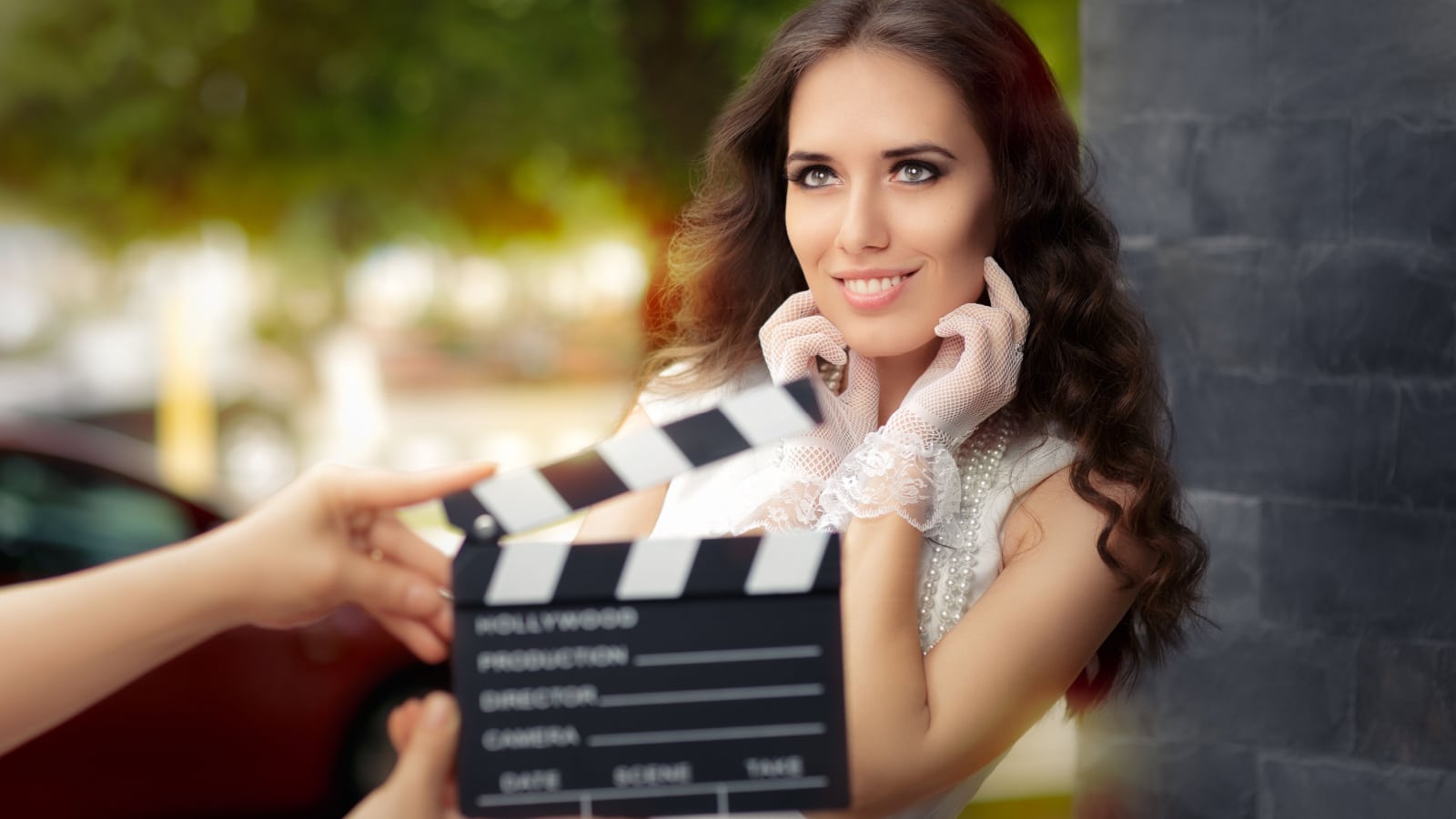 Happy Elegant Woman Ready for a Shoot - Young actress ready to film a new scene