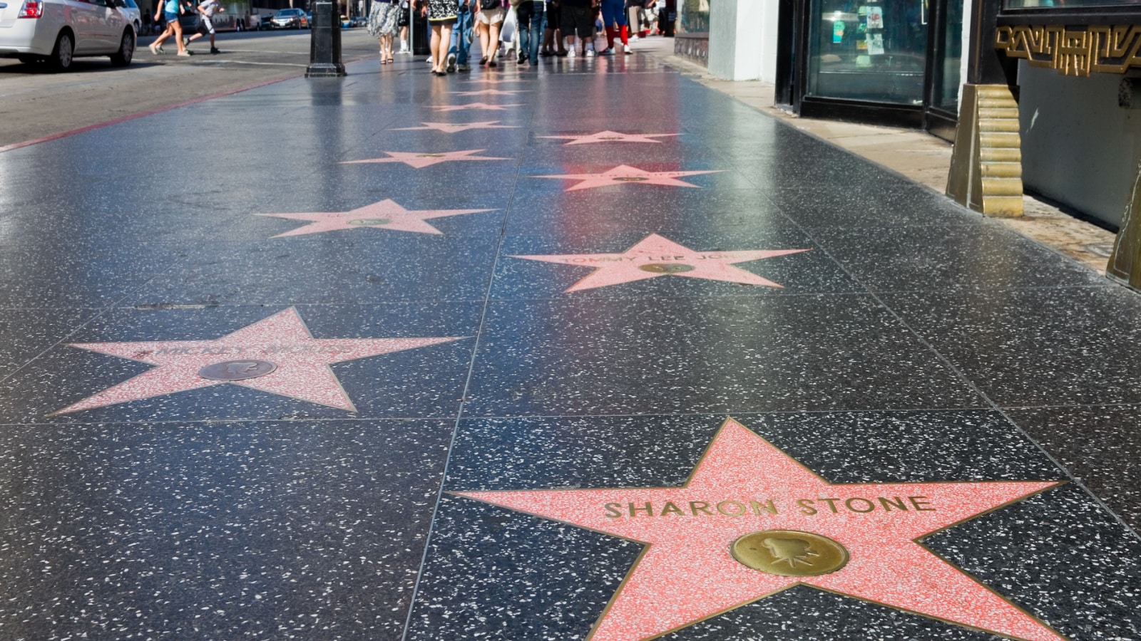 HOLLYWOOD - SEPTEMBER 4: Sharon Stone's star on Hollywood Walk of Fame on September 4, 2011 in Hollywood, California. This star is located on Hollywood Blvd. and is one of 2400 celebrity stars.