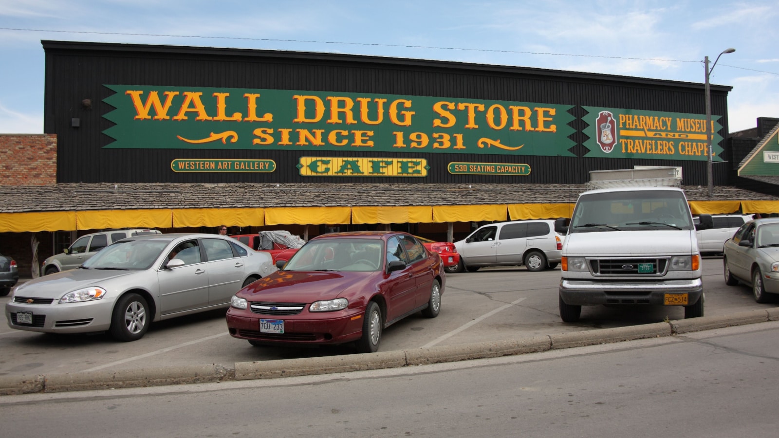 WALL, SOUTH DAKOTA - SEPTEMBER 26: Famous Wall Drug Store on September 26, 2008 in Wall, South Dakota. This attractions draws some 2 million tourists a year with its gift shop and restaurants.