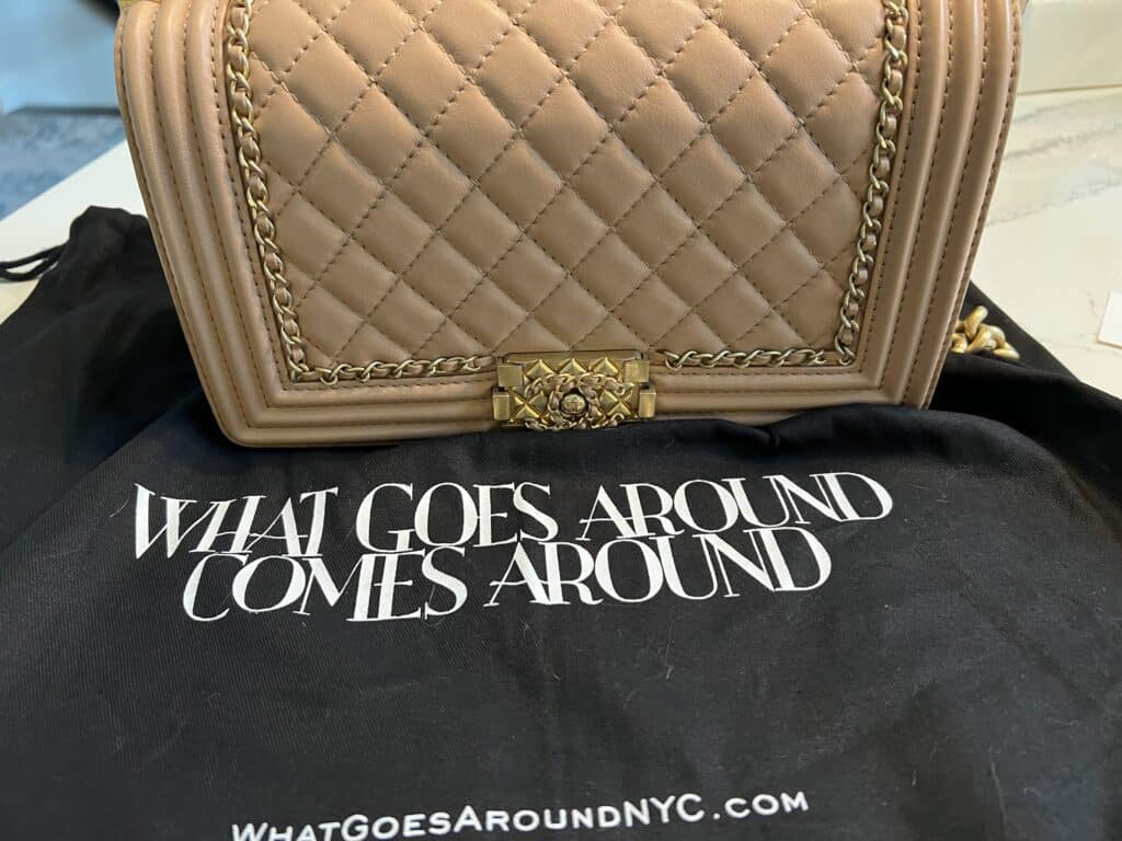 What Goes Around Comes Around dust cover and Chanel Boy Bag