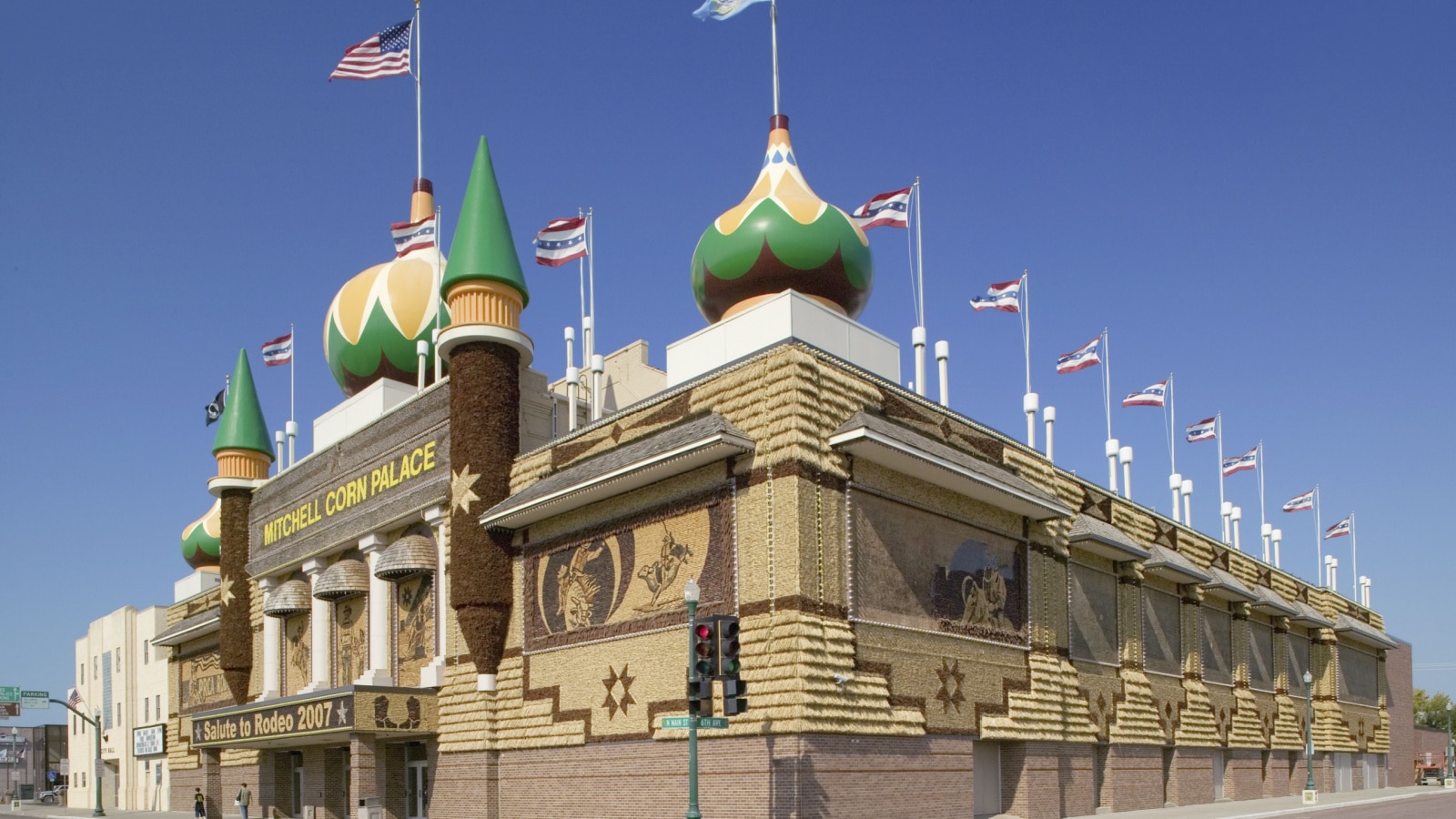 AUGUST 2007 - Main Street view of Corn Palace, Mitchell, South Dakota, originally built in 1892, and rebuilt in 1921.