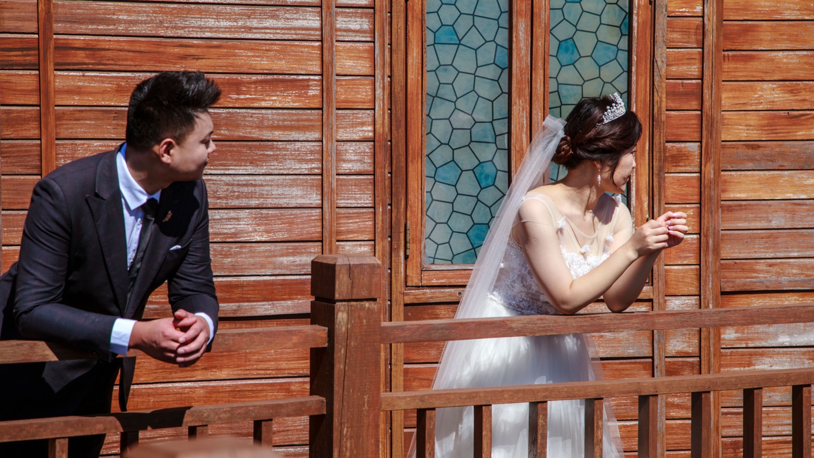 China, Hainan Island - December 1, 2018: Yalong Bay Tropical Paradise Forest Park, Wedding photo session of Chinese couples, editorial.