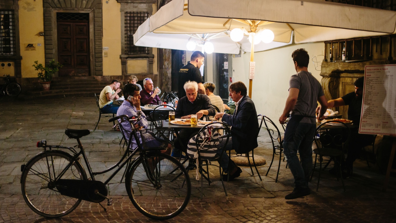 Ascoli Piceno,Italy/ June 2016/ Late night eating in Plaza