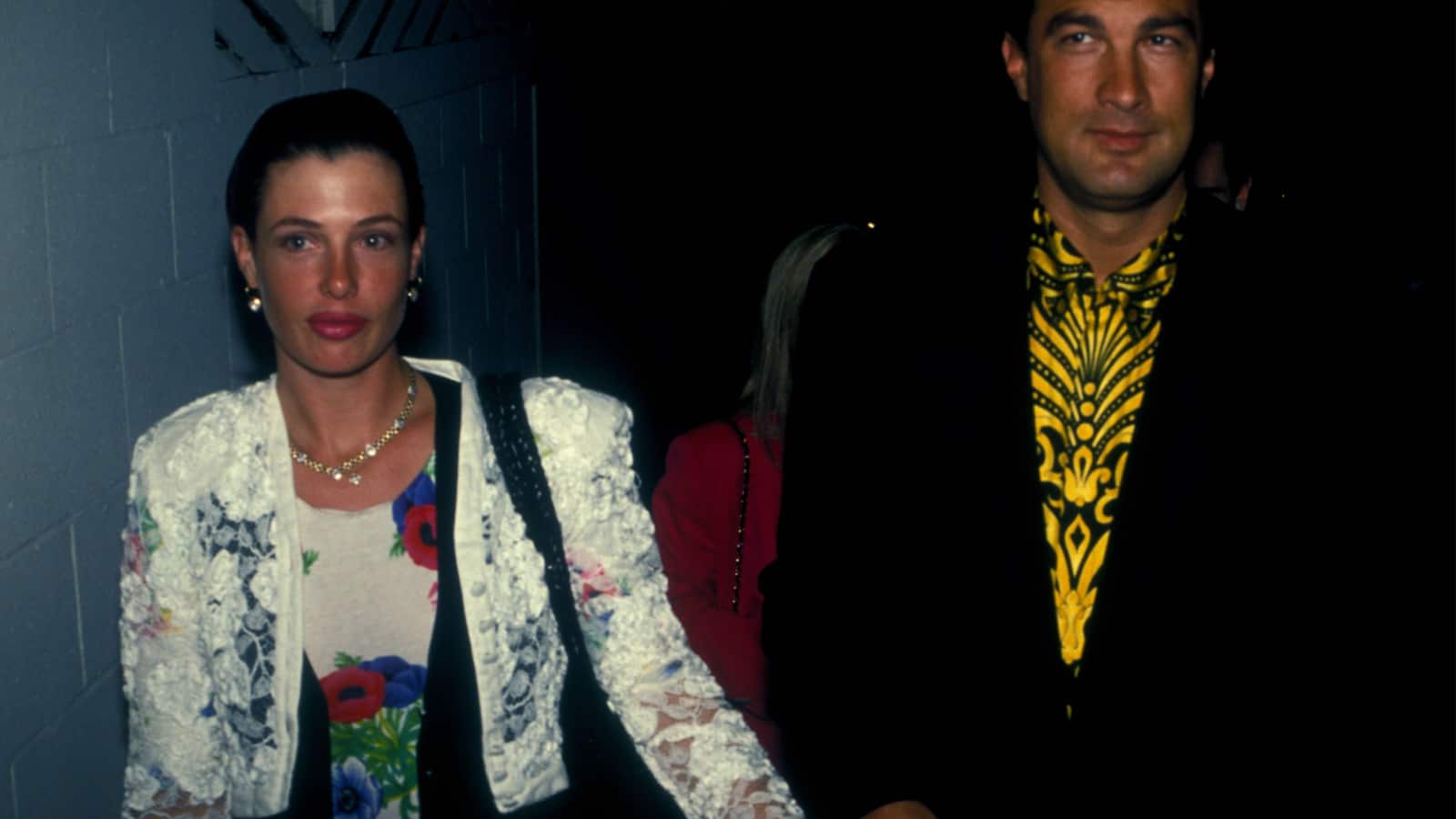 LOS ANGELES - circa 1991: Actor Steven Seagal and his wife Kelly LeBrock leave Spago restaurant.
