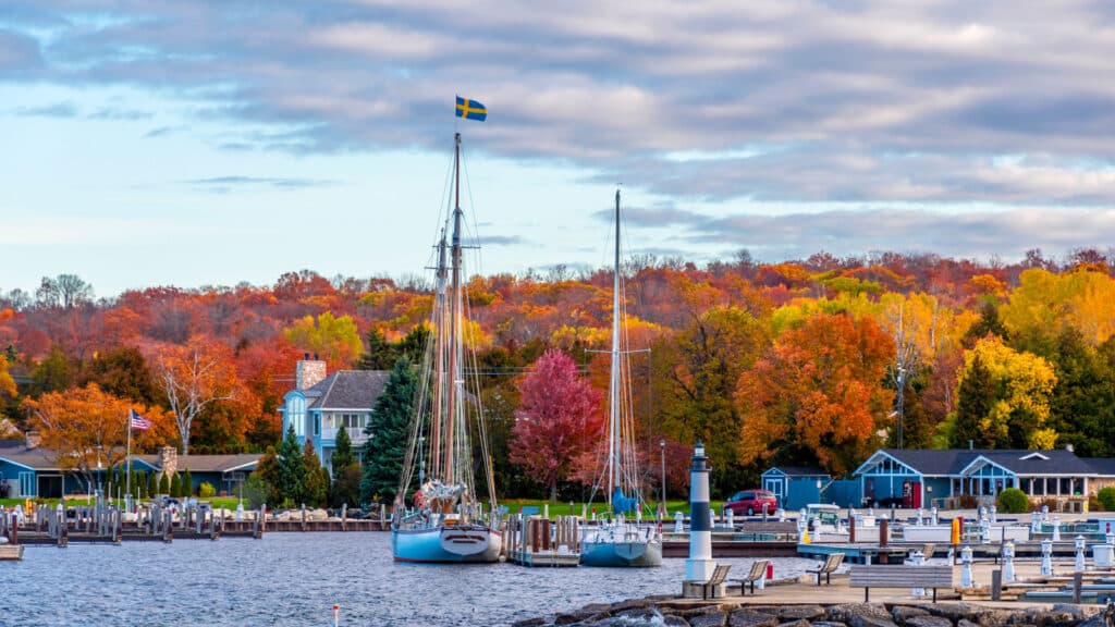 Sister Bay Town harbour view in Door County of Wisconsin