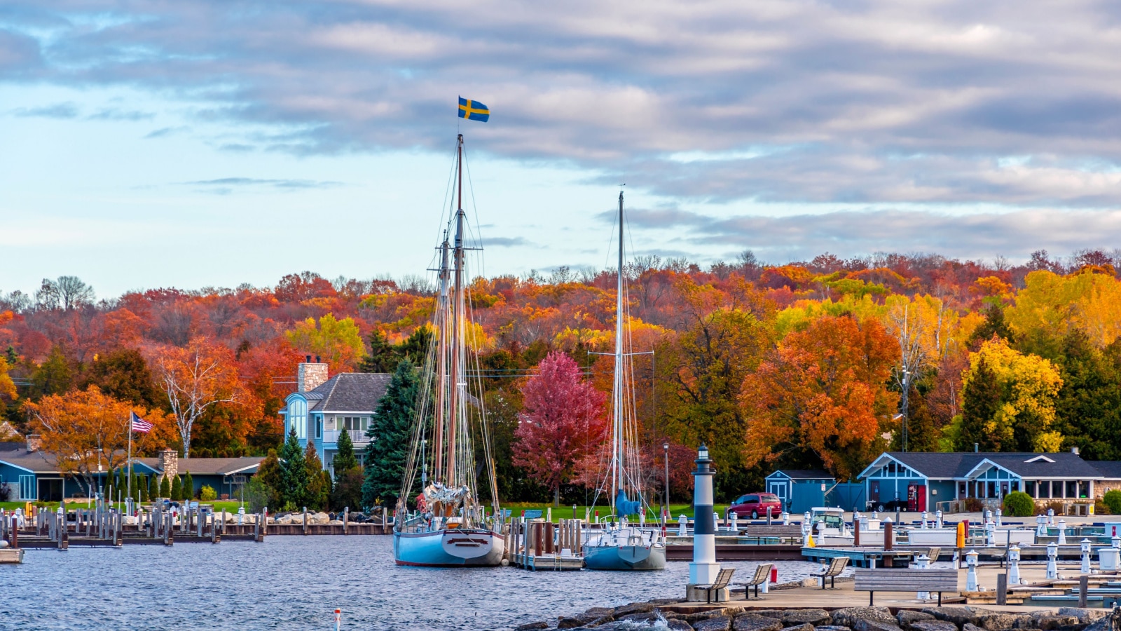 Sister Bay Town harbour view in Door County of Wisconsin