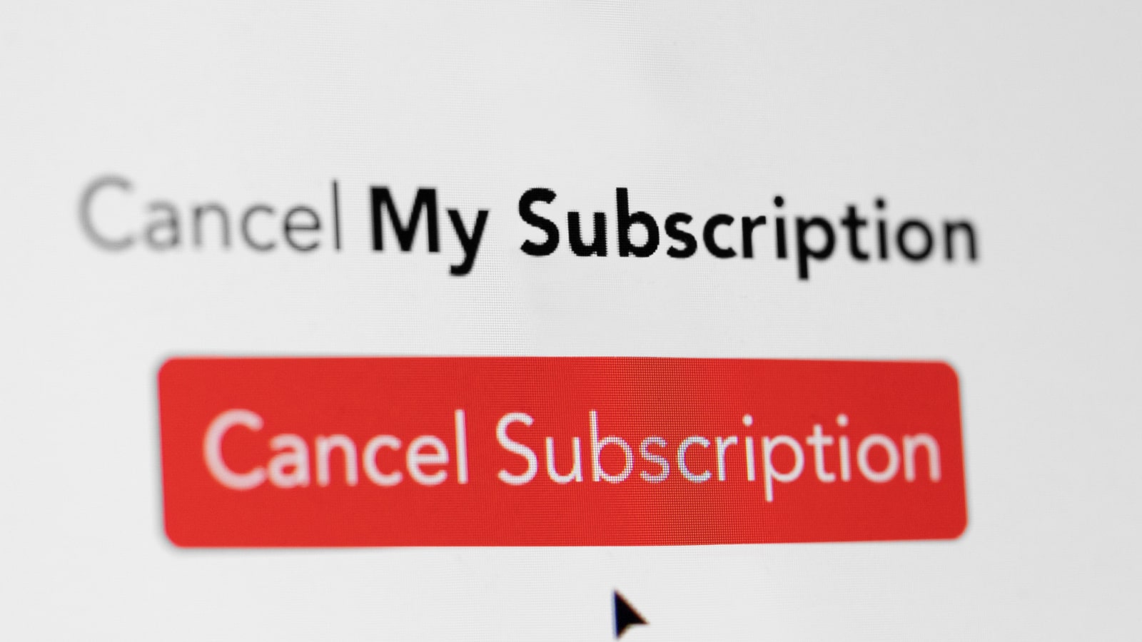 Close Up Of Computer Screen With Cancel My Subscription Message To Save Money In Cost Of Living Crisis