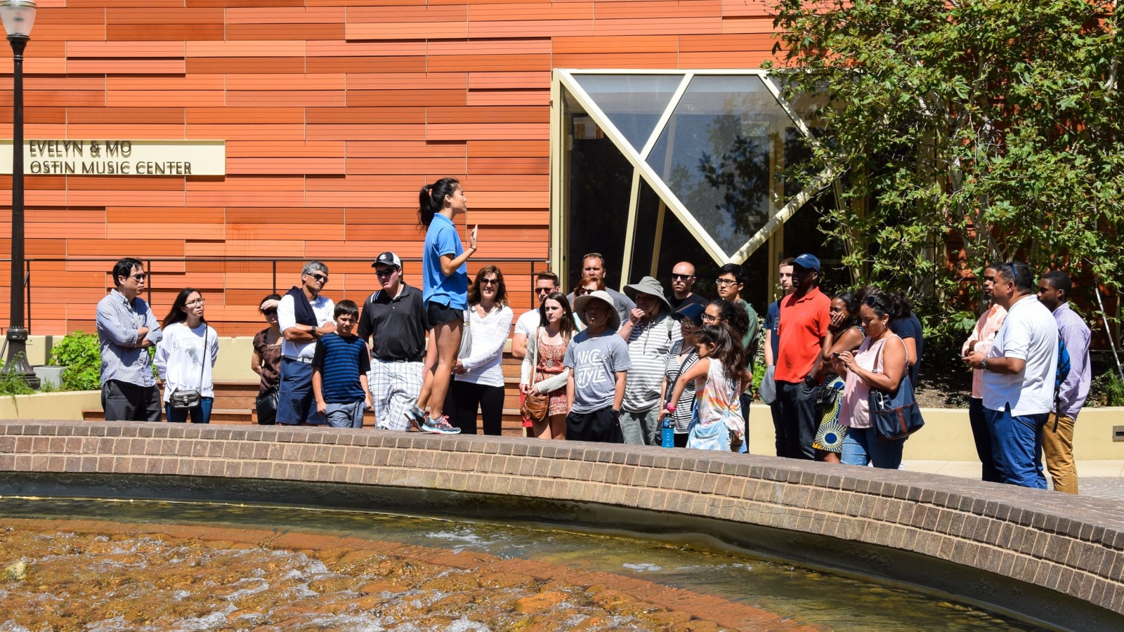 Los Angeles, California, USA - July 9. 2015: A group of people get a guided tour of the University of California Los Angeles (UCLA) campus.