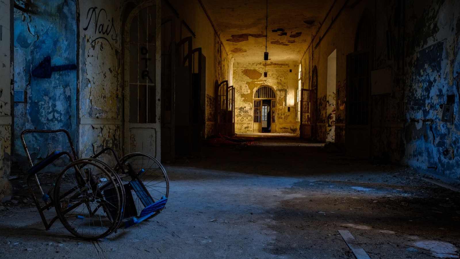 Volterra, Italy - December 2016: Abandoned psychiatric hospital. It was home to more than 6,000 mental patients but was shut down in 1978 because its practices were deemed cruel. Volterra, 2016