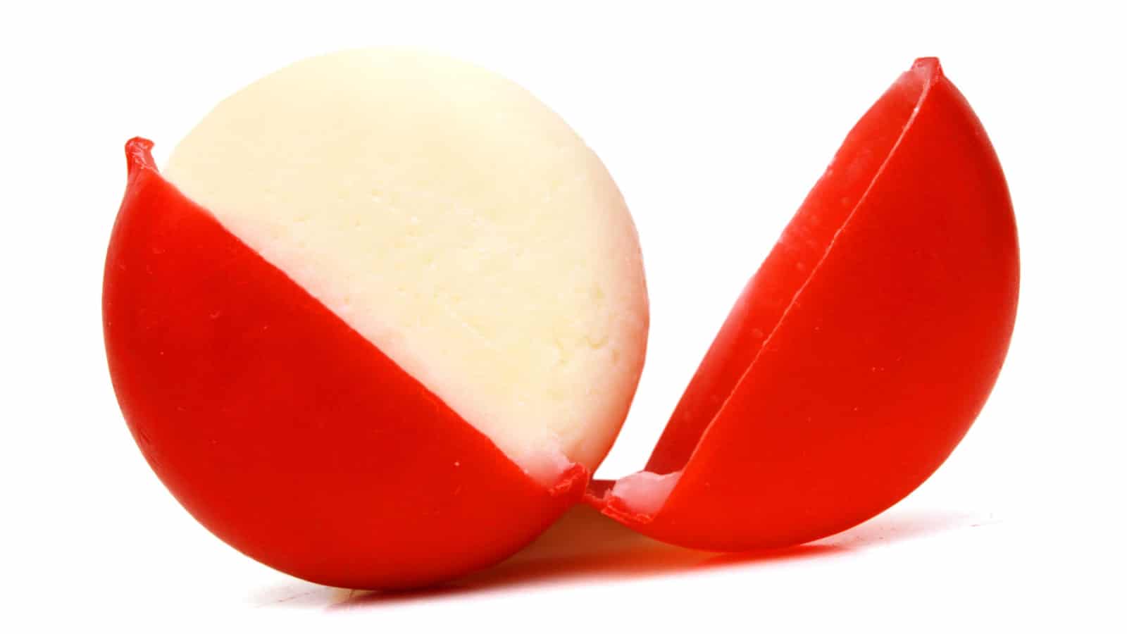 Babybel cheese in red wex isolated on white background
