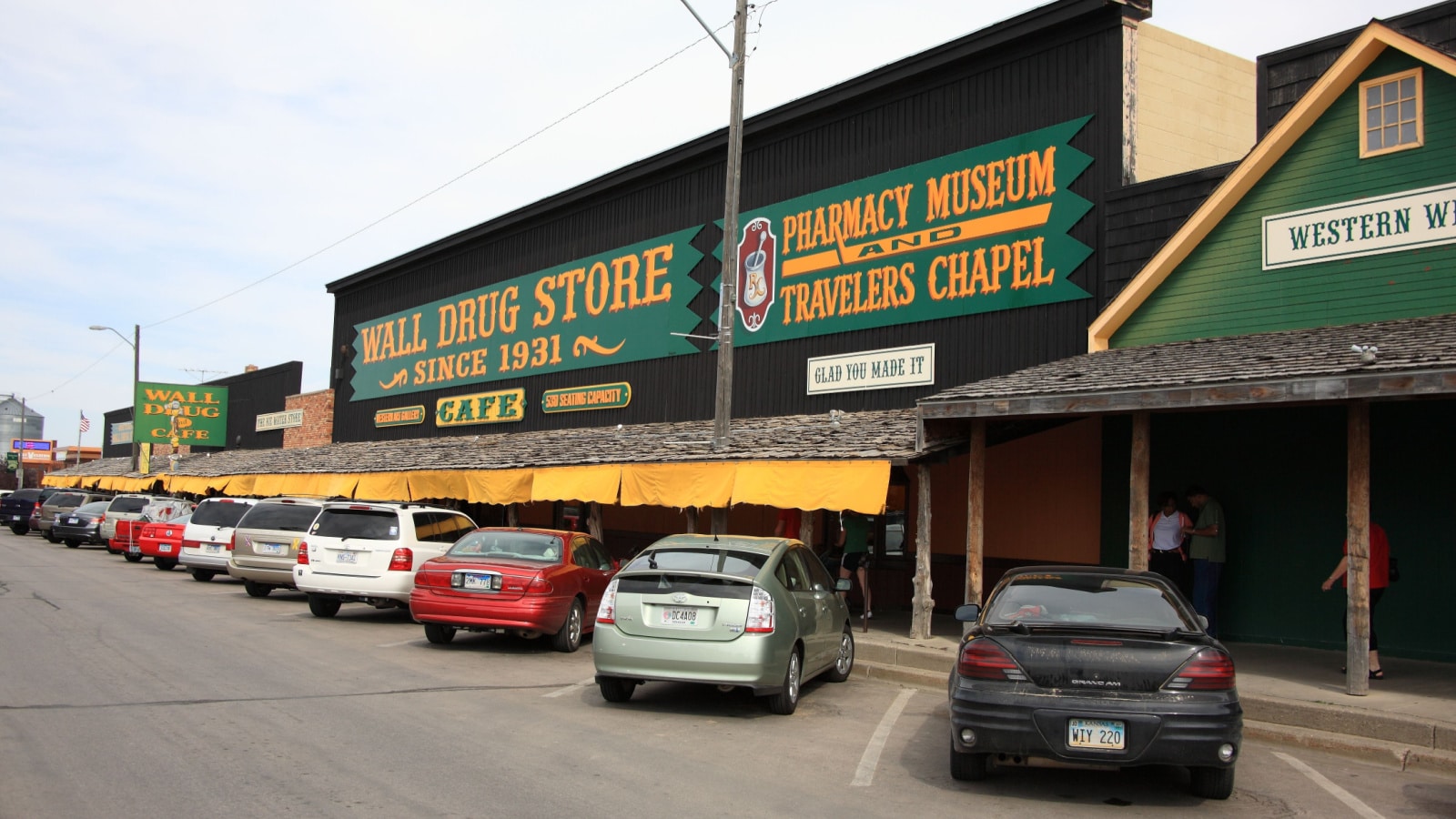 WALL, SOUTH DAKOTA - SEPTEMBER 26: Famous Wall Drug Store on September 26, 2008 in Wall, South Dakota. The site is a tourist attraction made famous by billboards in the U.S. and around the world.