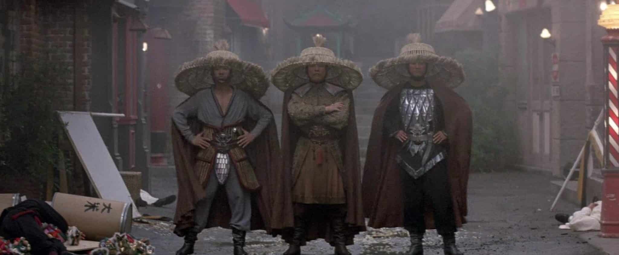 Peter Kwong, James Pax, and Carter Wong in Big Trouble in Little China (1986)