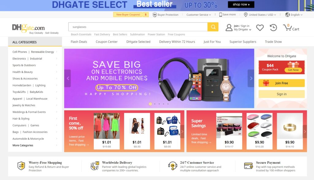 dhgate online shopping home page