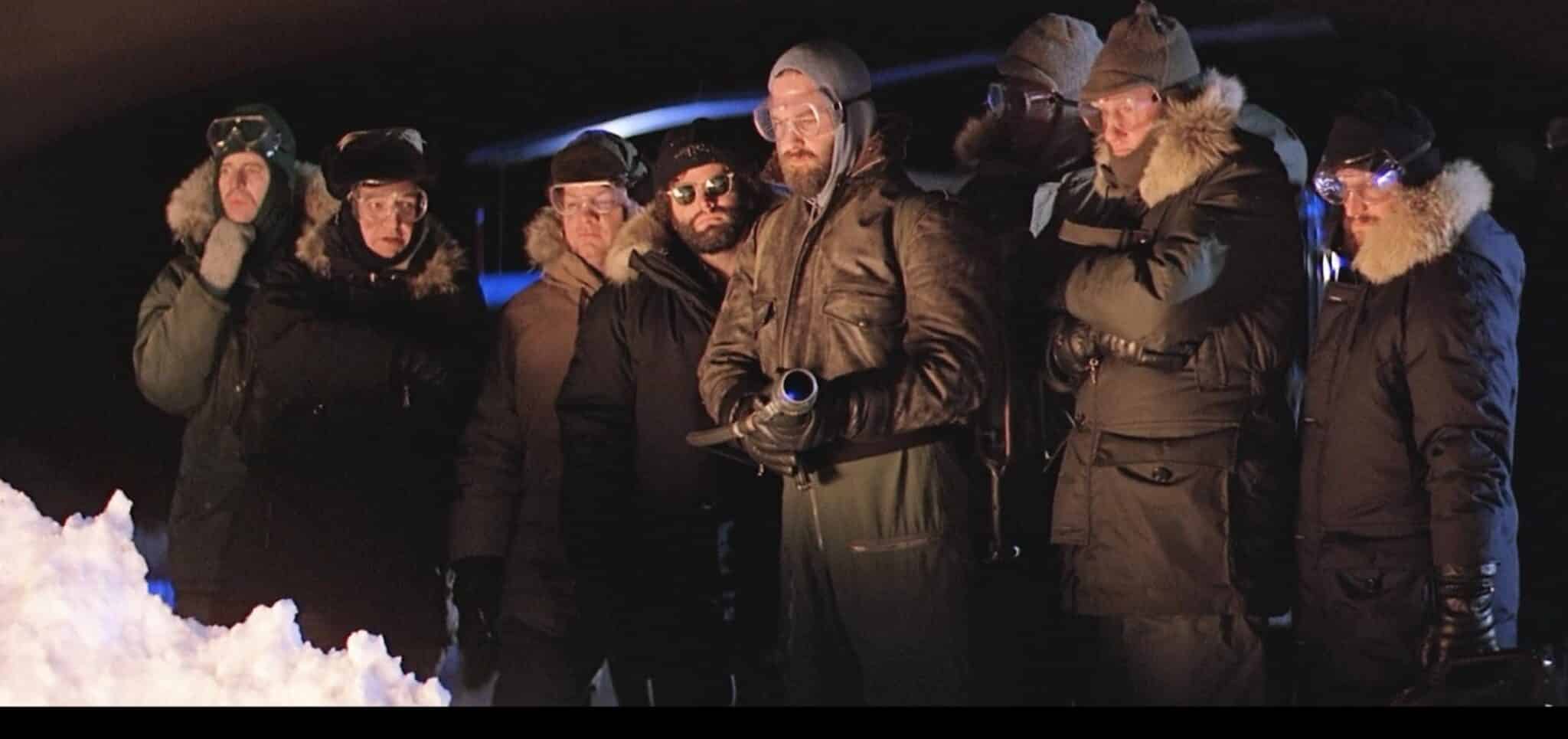 Kurt Russell, T.K. Carter, David Clennon, Keith David, Richard Dysart, Charles Hallahan, Donald Moffat, Joel Polis, and Thomas G. Waites in The Thing (1982)