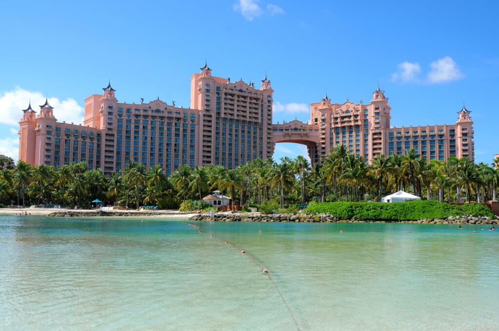 NASSAU-NOVEMBER: Atlantis Paradise Island Nov 1, 2010 in Nassau, Bahamas: The Atlantis hotel, casino& water park, opened in 2007.The bridge suite is the most expensive in the world costing $25,000 USD