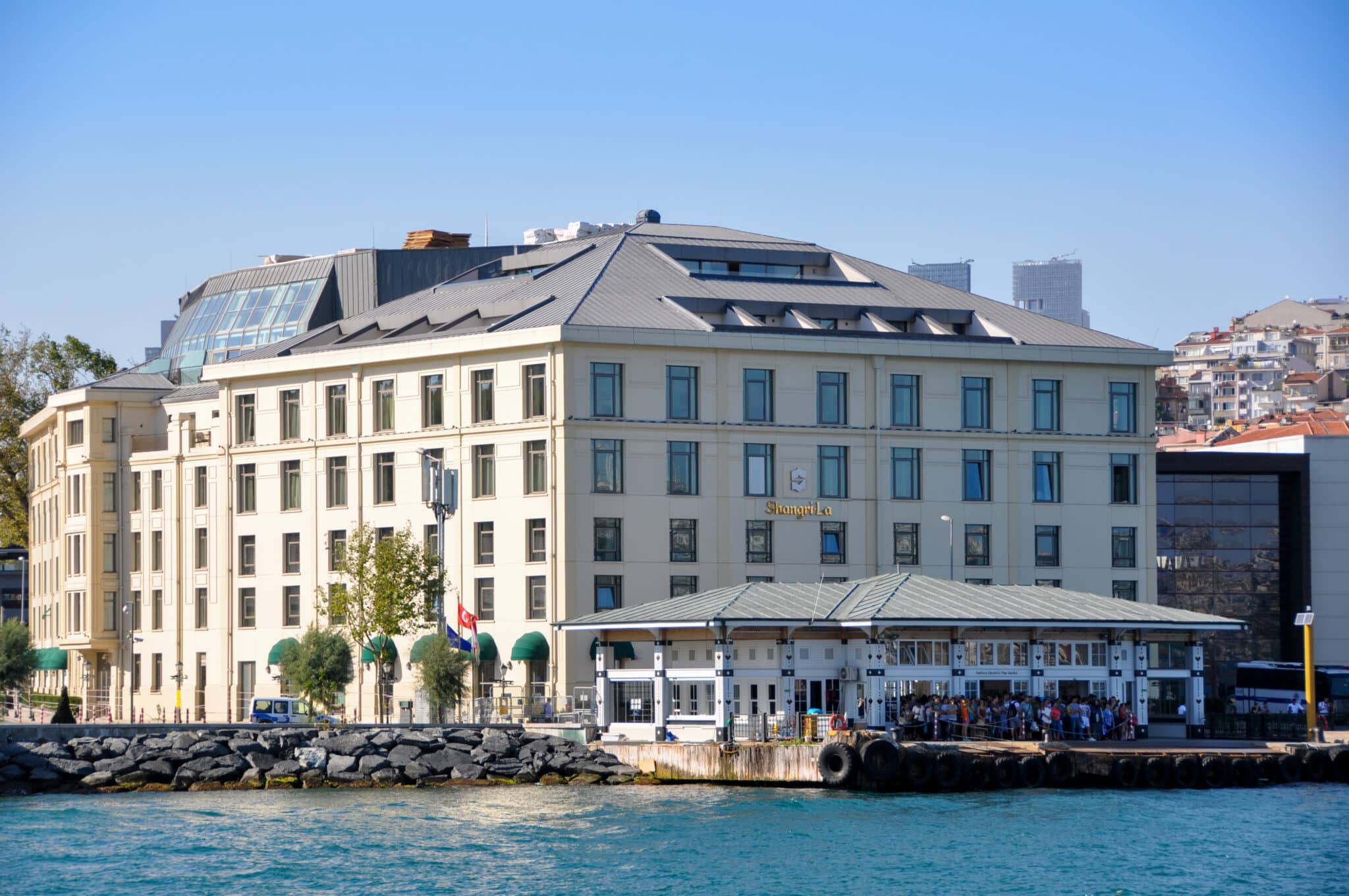 Istanbul, Turkey - 12th Aug 2017: Shangri-La Hotel and Pier in Besiktas district of Istanbul Turkey.