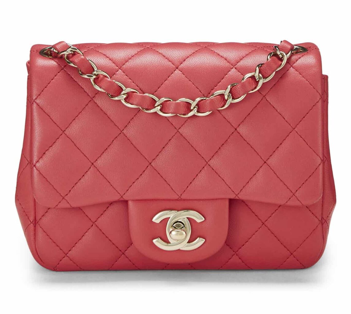 CHANEL
PINK QUILTED LAMBSKIN CLASSIC SQUARE FLAP MINI