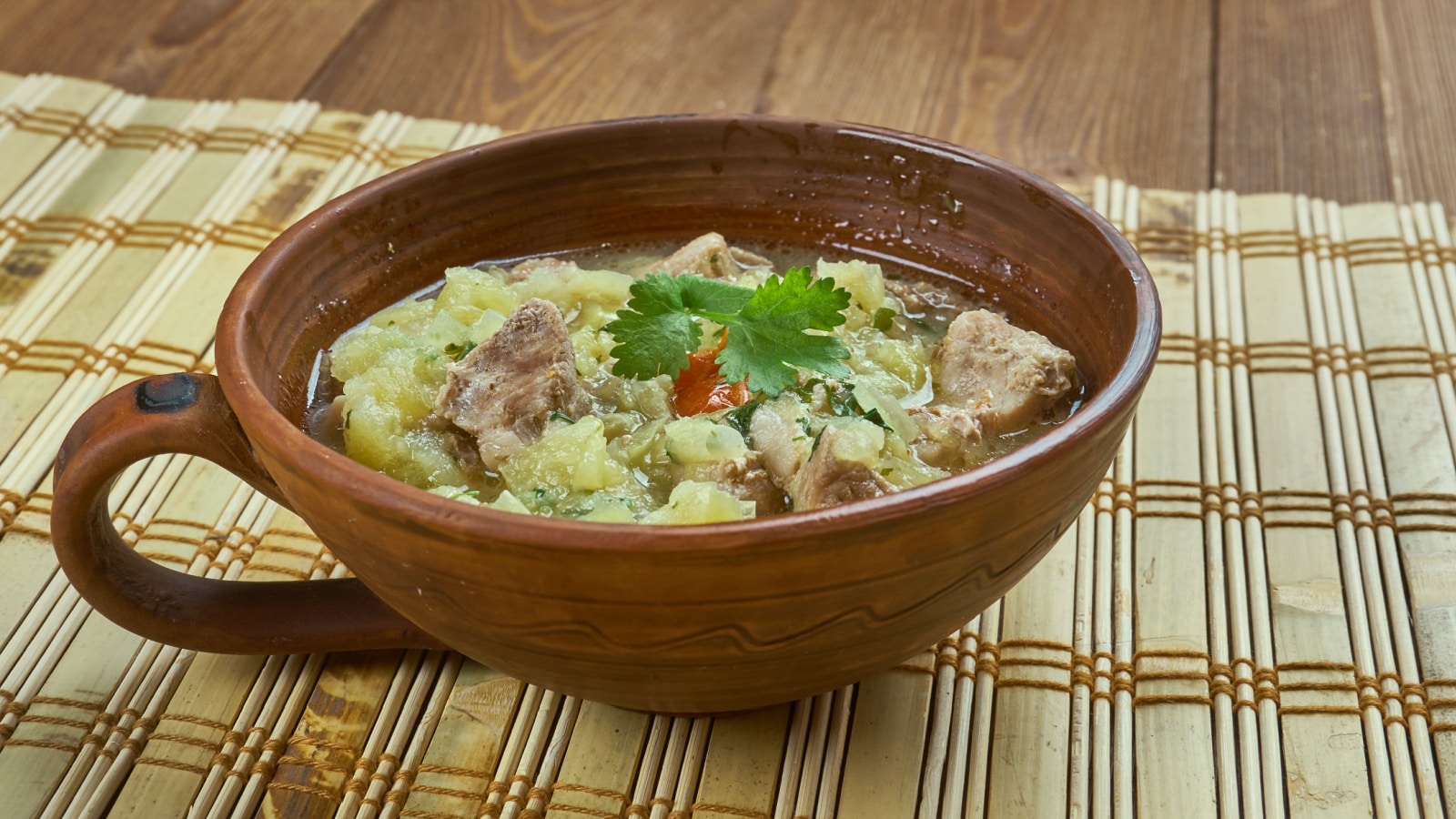 New Mexico Green Chile Stew, close up