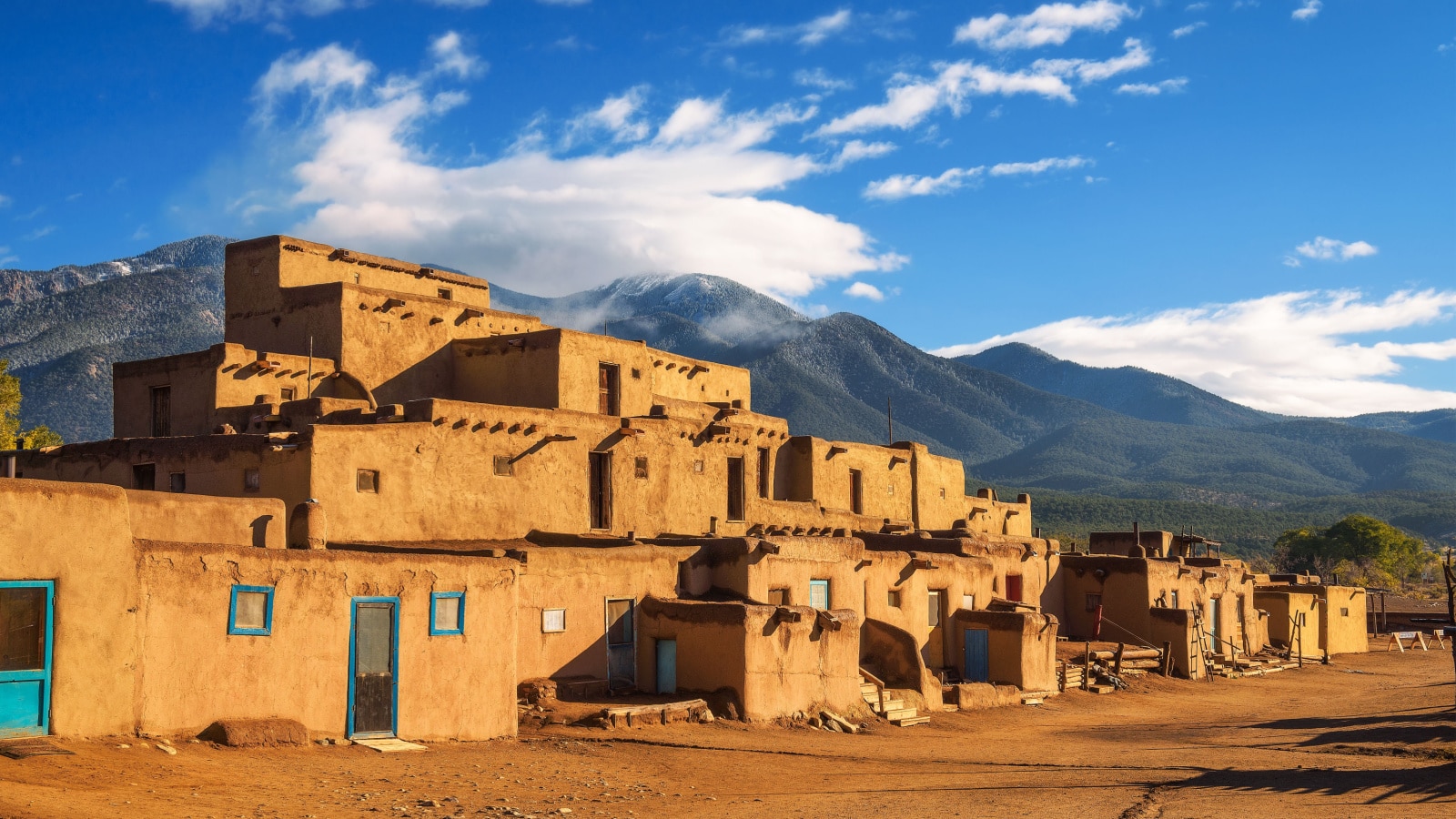Ancient dwellings of UNESCO World Heritage Site named Taos Pueblo in New Mexico. Taos Pueblo is believed to be one of the oldest continuously inhabited settlements in USA.