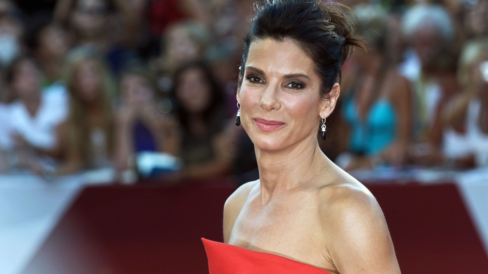 Venice, Italy - August 28 2013: Sandra Bullock attends 'Night Moves' Premiere during the 70th Venice International Film Festival on the red carpet