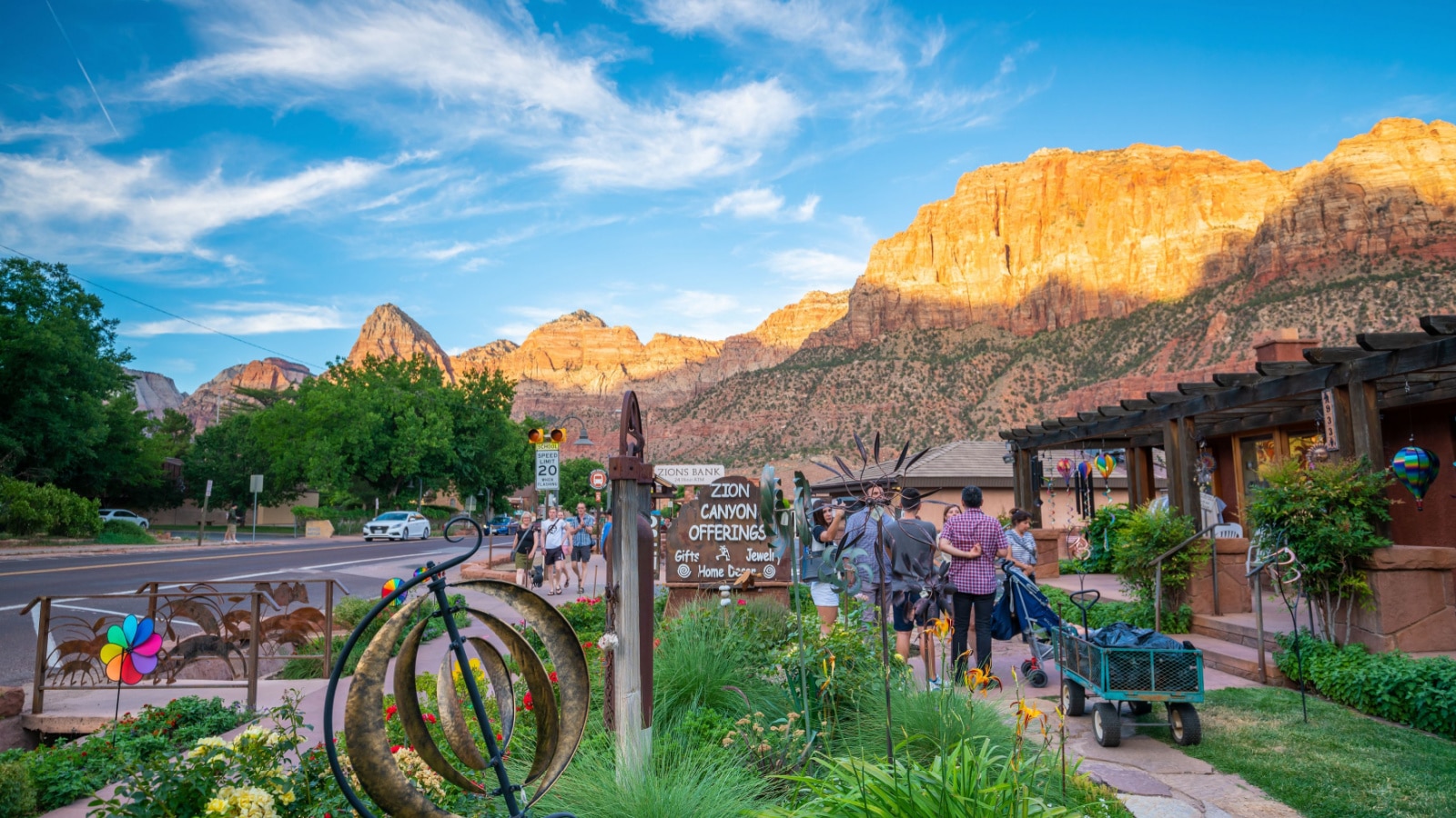 Springdale, Utah, USA - JULY 8, 2016: A small local town near the Zion National Park entrance