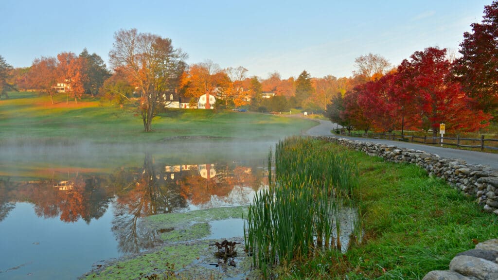 Beautiful Connecticut countryside during foliage season, South Kent, Connecticut, USA.