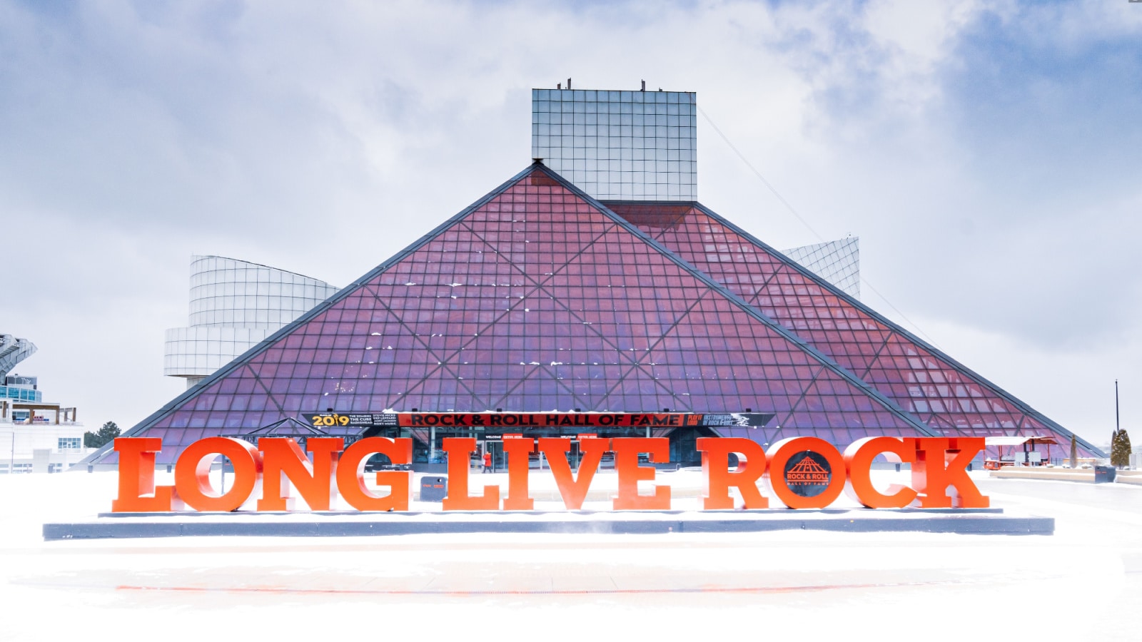 Cleveland, OH - Jan 7, 2020: Very Cold Weather but Rock and Roll Hall of Fame still beautiful and look interesting