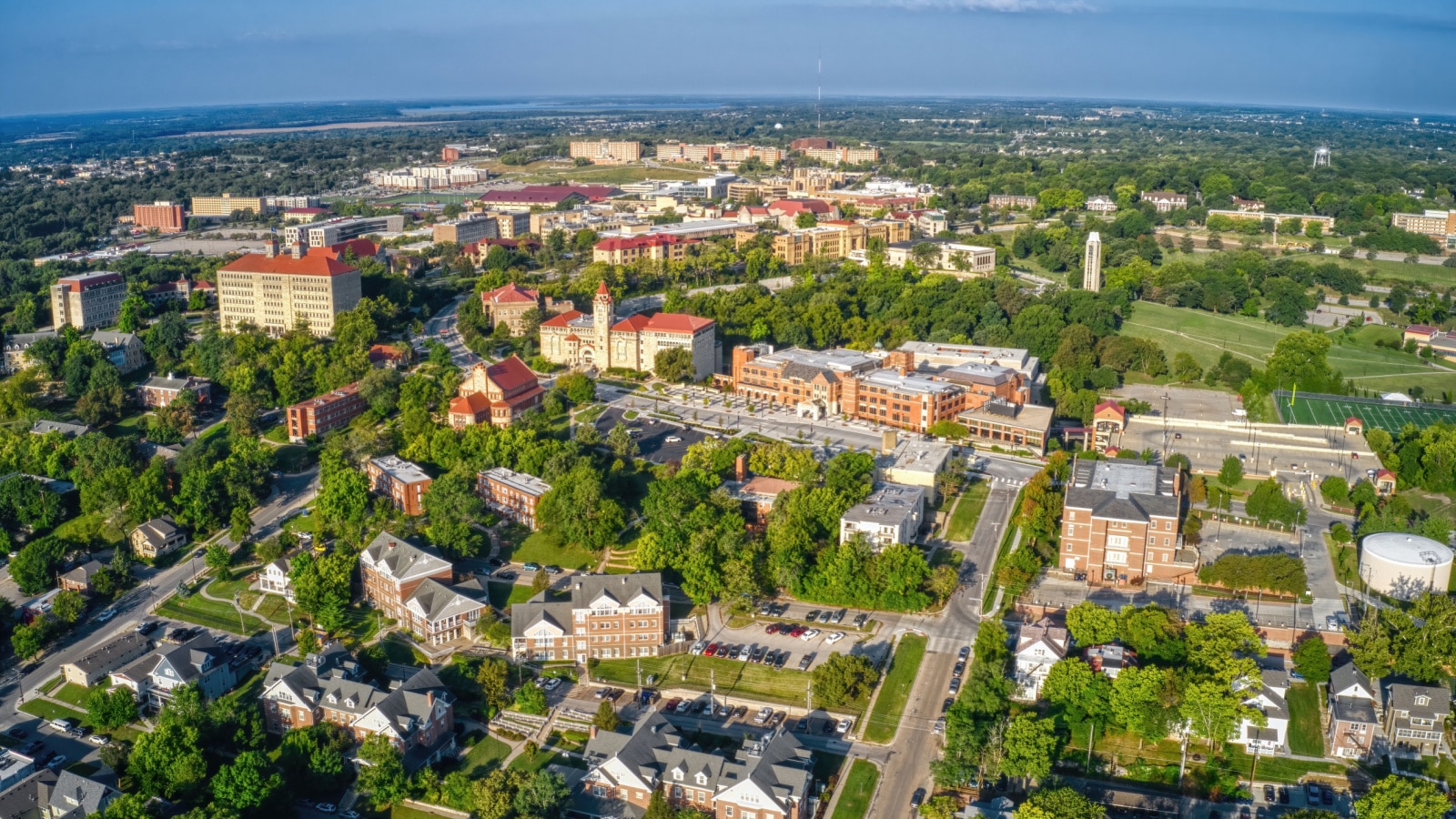 Aerial View of Lawrence, Kansas and its State University