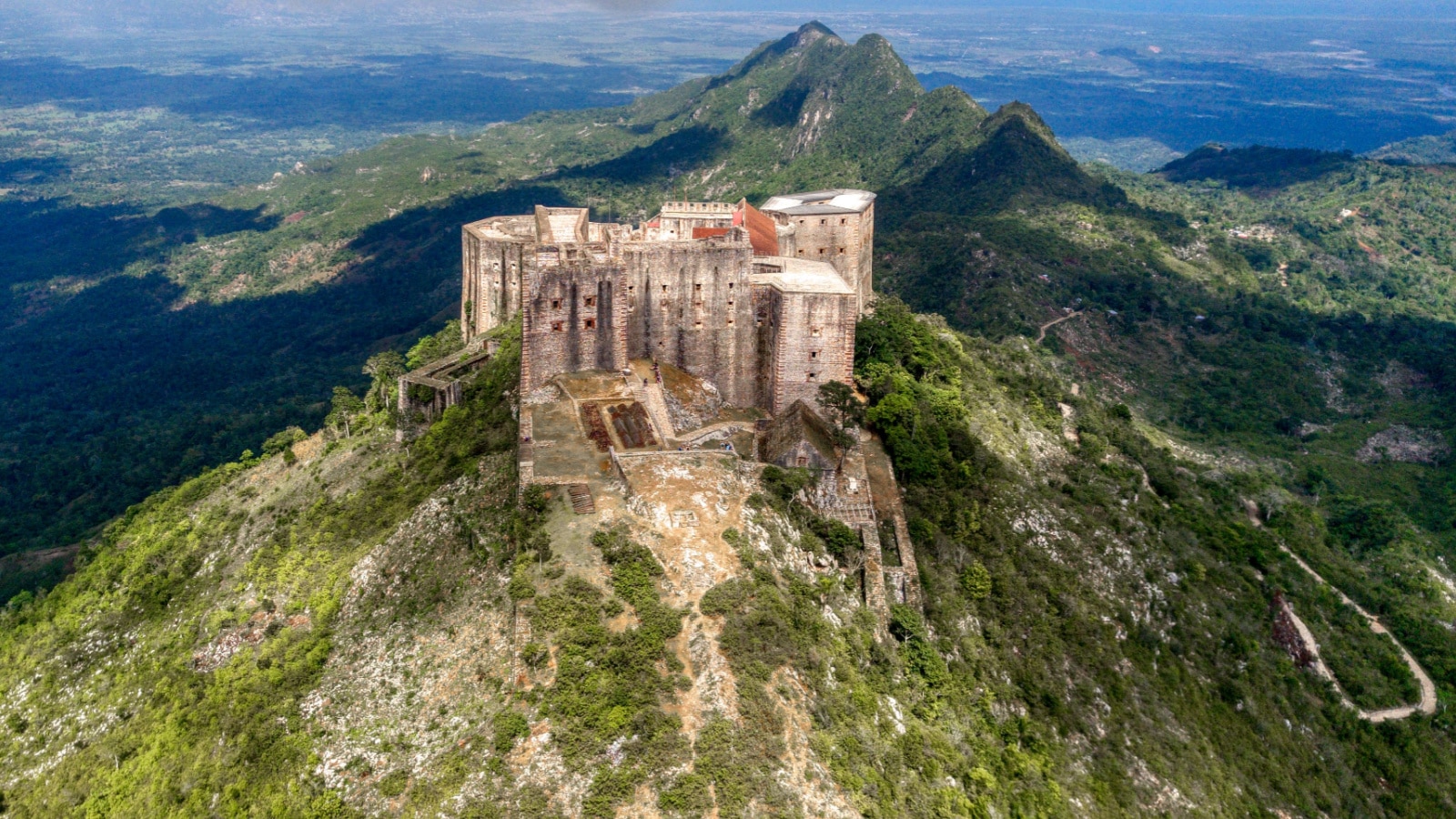 Incredible Aerial View of Citadelle Laferrière and the Surrounding Hills