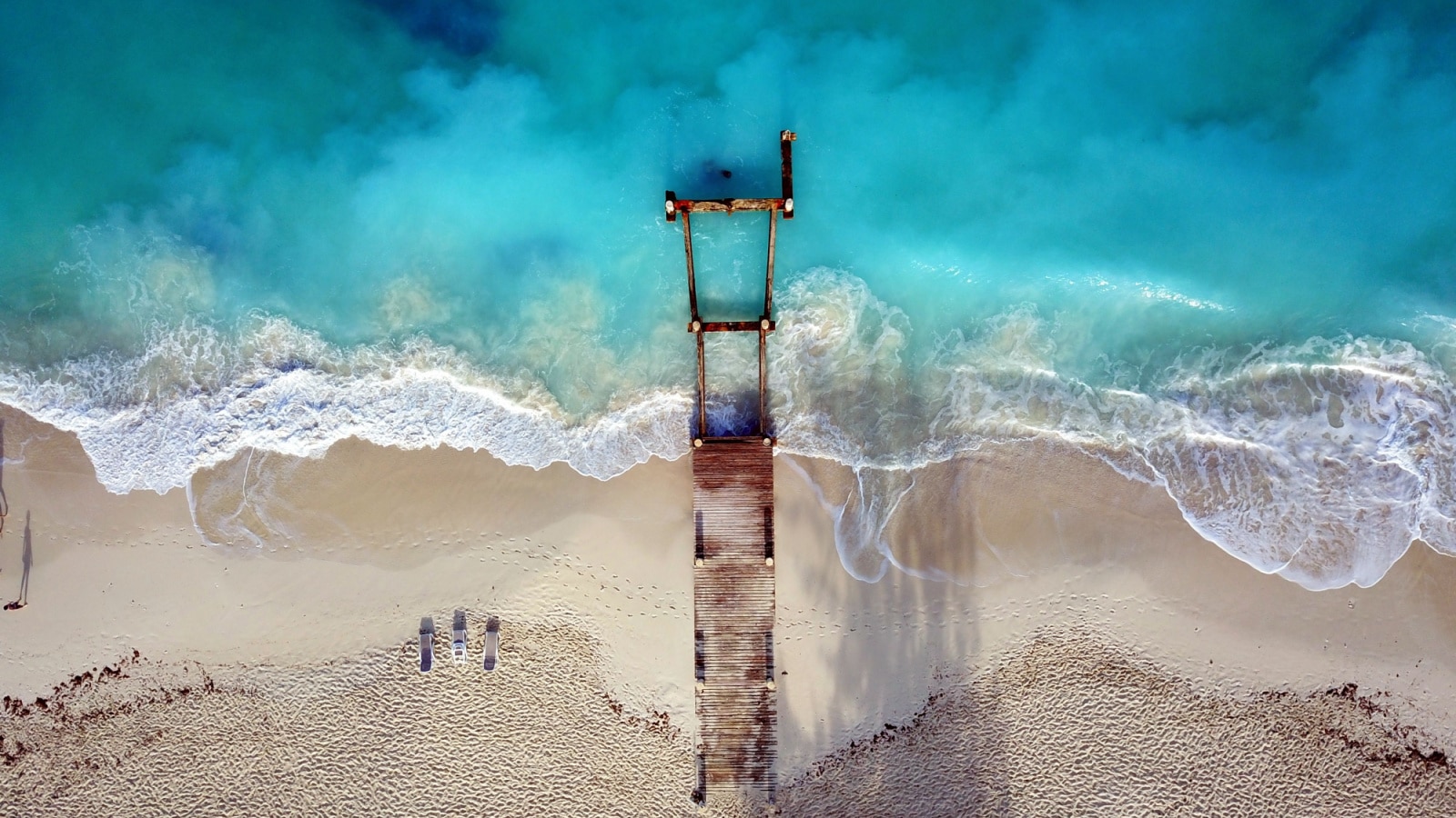 Turks Caico's Dock (Drone) taken near Club Med on Grace Bay