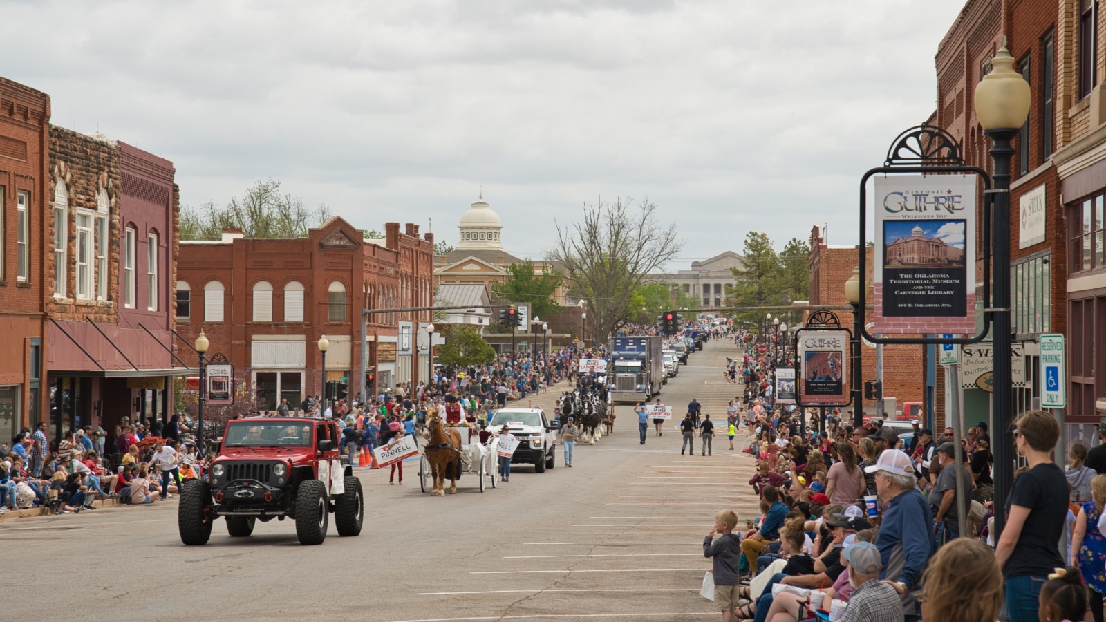 Guthrie, Oklahoma, USA - April 23 2022: EIGHTY-NINER DAY CELEBRATION PARADE, April event commemorating Oklahoma's first land run, in the former Capitol of OK