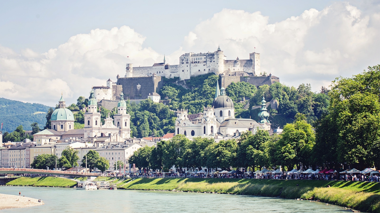 Salzburg, AUSTRIA - June 11, 2023: Beautiful view of Salzburg skyline with Festung Hohensalzburg